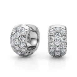 Lorie 3 Row Earrings(Diamond Huggie Earrings)