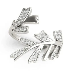 Open Leaf Design Ring(Fashion Diamond Band Open Leaf) -NEWWORLD DIAMONDS 85061