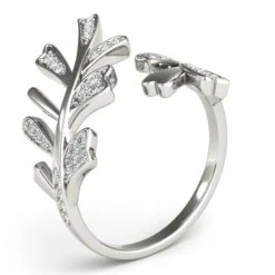 Open Leaf Design Ring(Fashion Diamond Band Open Leaf) -NEWWORLD DIAMONDS 85061.angle