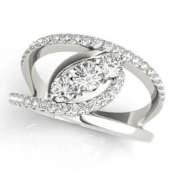 3 Stone Bypass Ring 5/8Ctw(Fashion Diamond Band 3 Stone)