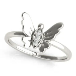 Dainty Butterfly Diamond Ring(Womens Butterfly Diamond Ring)