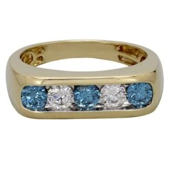 Samuel 5 Stone Ring(Mens Diamond Ring Blue Diamonds)