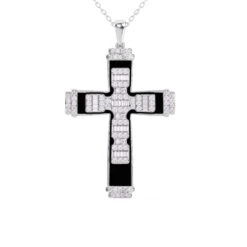 Black And White Cross Pendant 7/8Ctw(Black Cross Carat Pendant)