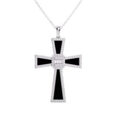 Black And White Cross Pendant 7/8Ctw(Black Cross Ctw Pendant)