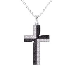 Black & White Diamond Cross Pendant 1/2Ctw(Black And White Diamond Cross Pendant)