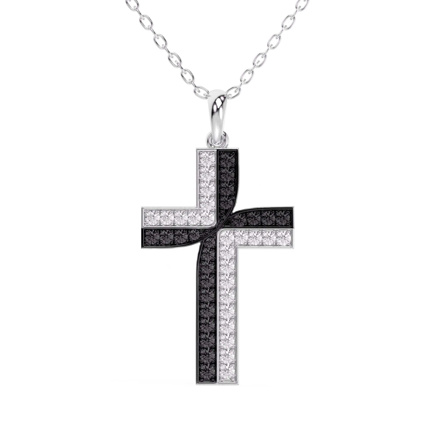 Black & White Diamond Cross Pendant 1/2Ctw(Black And White Diamond Cross Pendant) 3 Black & White Diamond Cross Pendant 1/2Ctw(Black And White Diamond Cross Pendant)