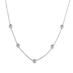 Diamond Bezel Station Necklace 3/4Ctw(Diamond Bezel Station Necklace)