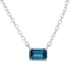 Mia Necklace - 1/2 Ct.(Blue Diamond Emerald Cut Solitaire Pendant 453794)