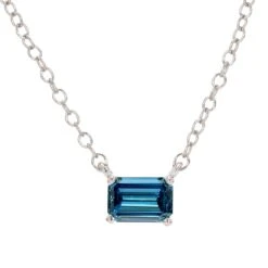 Mia Necklace - 1/3 Ct.(Blue Diamond Emerald Cut Solitaire Pendant 263580)