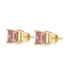 Mina Earrings 1/4Ctw Pink(Diamond Stud Earrings 453783) -NEWWORLD DIAMONDS mina earrings 14ctw red for earrings gemstone jewelry 2