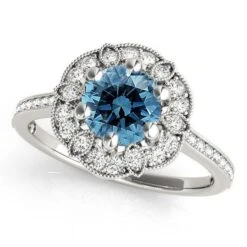 Moriah Blue Halo Engagement Ring(Moriah Blue Halo Engagement Ring)