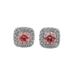Nadia Earrings 2.00Ctw(Pink Diamond Halo Earrings 457243)