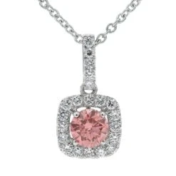 Nadia Pendant - 1 1/2 Ct. T.W.(Pink Diamond Halo Pendant 457241) -NEWWORLD DIAMONDS nadia pendant 1 12 ct t w for pendant gemstone jewelry 5