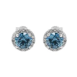 Skylar Earrings 2 1/3CT. T.W.(Blue Diamond Halo Earrings 457227)