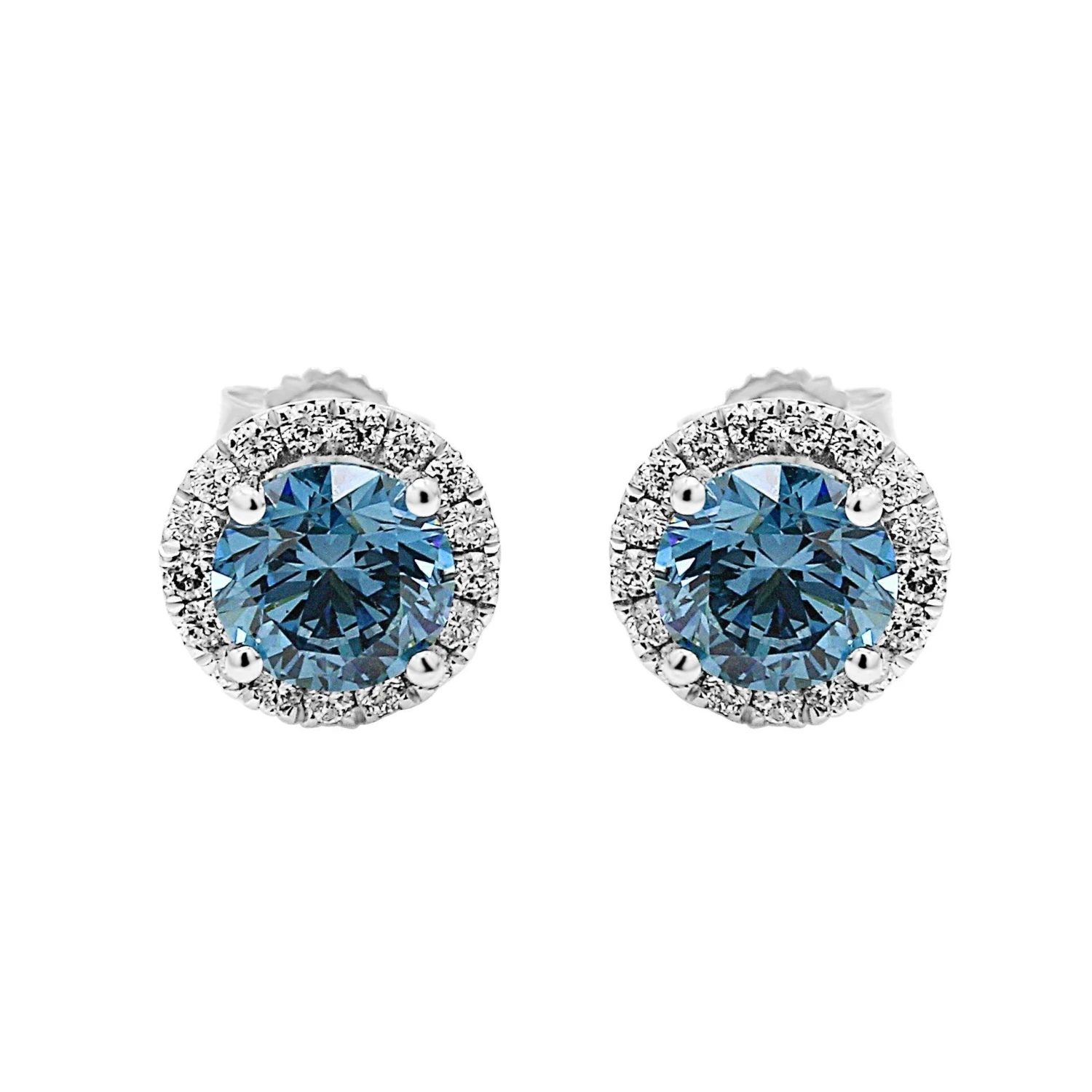 Skylar Earrings 2 1/3CT. T.W.(Blue Diamond Halo Earrings 457227) 3 Skylar Earrings 2 1/3CT. T.W.(Blue Diamond Halo Earrings 457227)