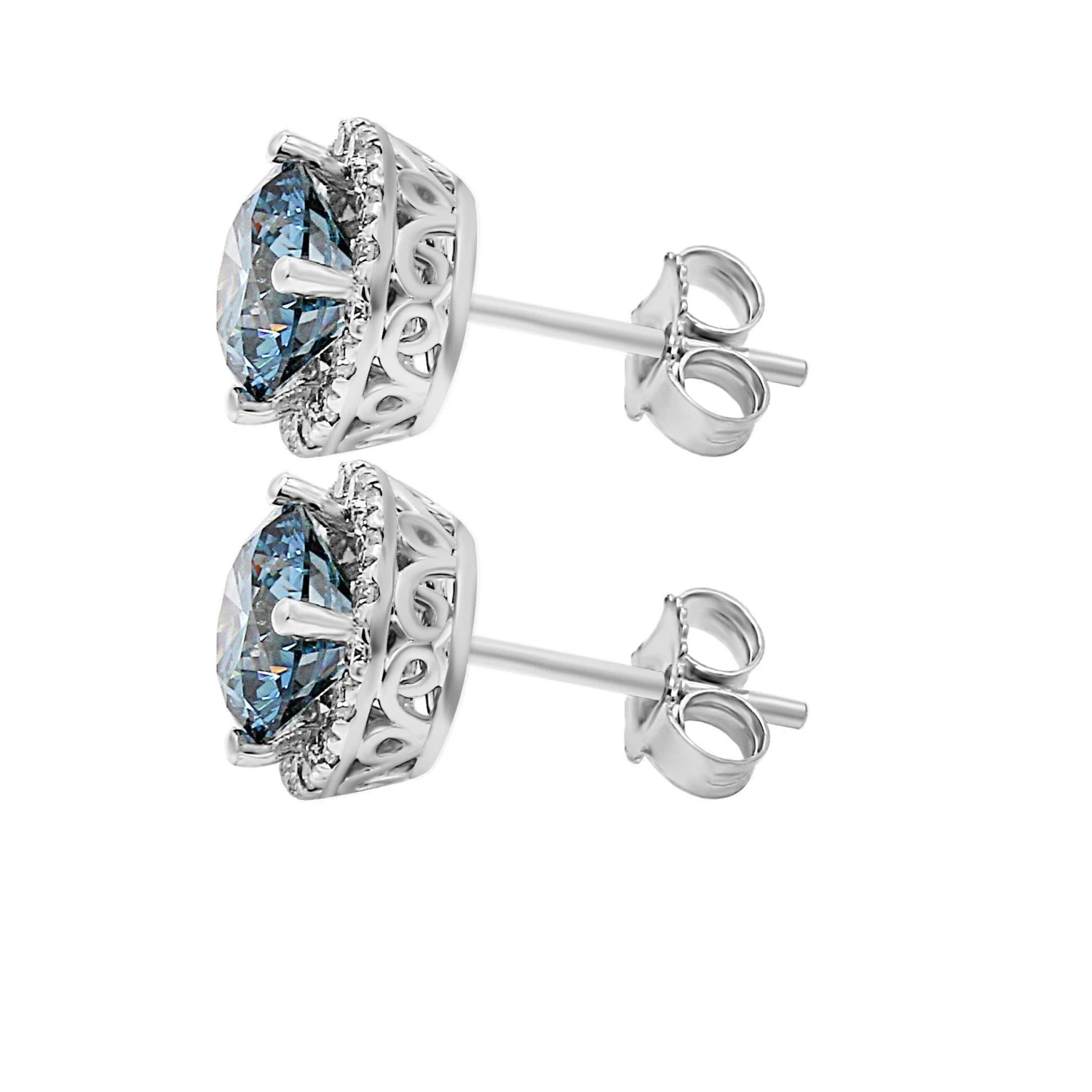 Skylar Earrings 2 1/3CT. T.W.(Blue Diamond Halo Earrings 457227) 4 Skylar Earrings 2 1/3CT. T.W.(Blue Diamond Halo Earrings 457227) - Image 2