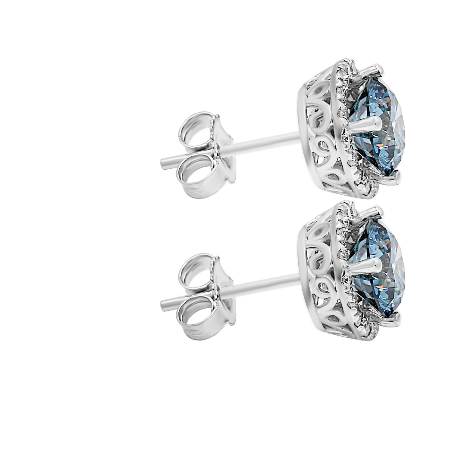 Skylar Earrings 2 1/3CT. T.W.(Blue Diamond Halo Earrings 457227) 6 Skylar Earrings 2 1/3CT. T.W.(Blue Diamond Halo Earrings 457227) - Image 4