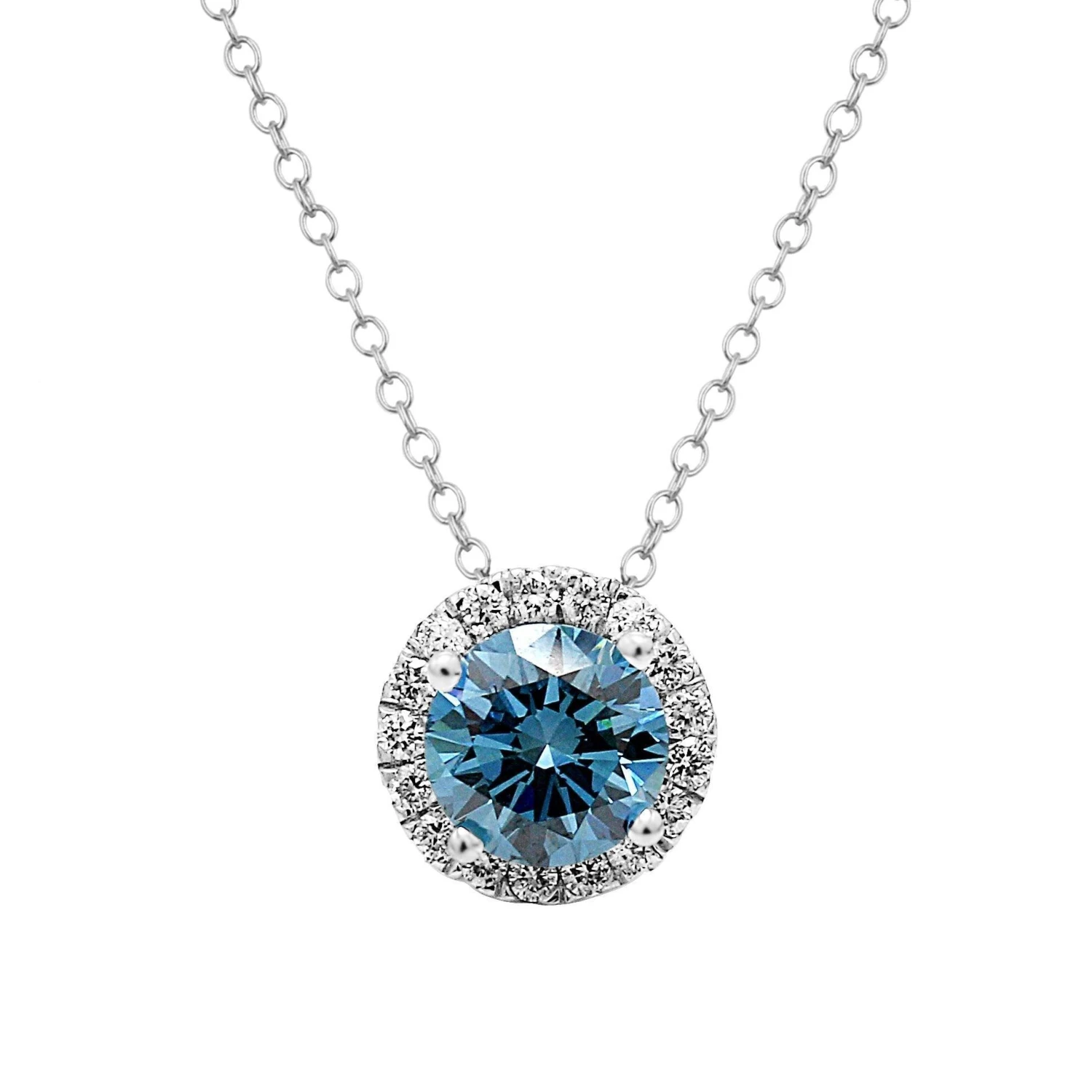 Skylar Pendant - 1 1/5 Ct. T.W.(Blue Diamond Halo Pendant 457228) 3 Skylar Pendant - 1 1/5 Ct. T.W.(Blue Diamond Halo Pendant 457228)